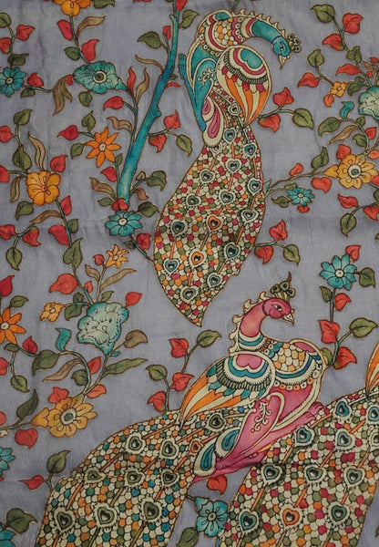 Crush Vairaoosi Tissue Silk-Lavender with applique work