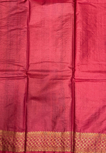 Pure Tussar Saree-Navy Blue In Geometric Diamond Zari With Contrast Border