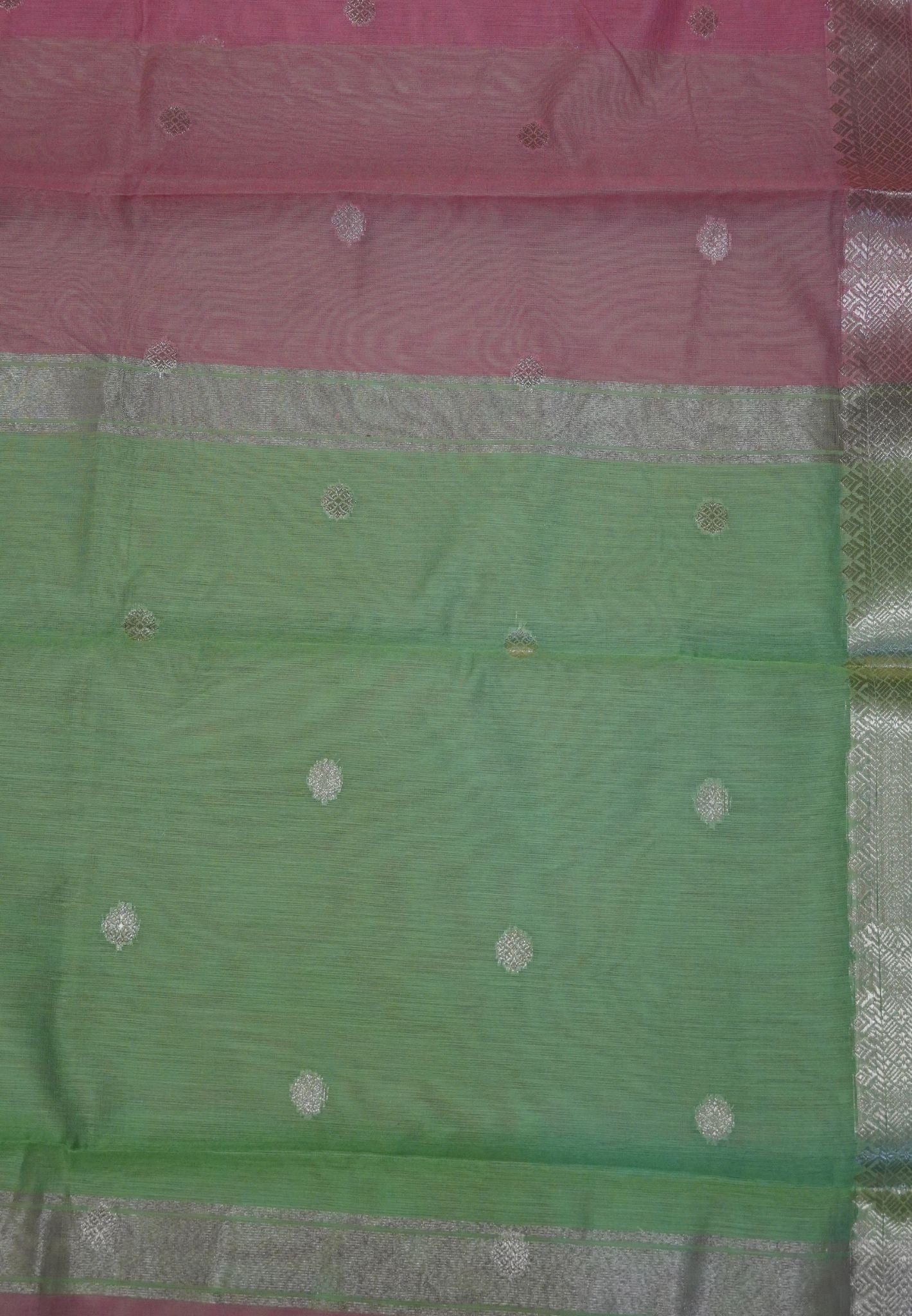 Maheshwari Silk Saree - Peach Pink