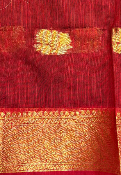 Handloom Silk Cotton Saree-Blue in Mini Butta Zari Border