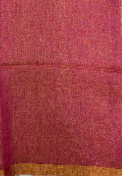 Tissue Silk Saree-Rani Pink In Lotus Motif Border