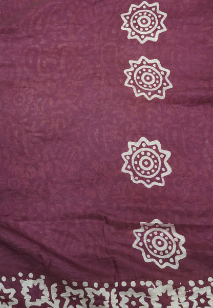 Batik Tussar Saree-Maroon with Batik Print