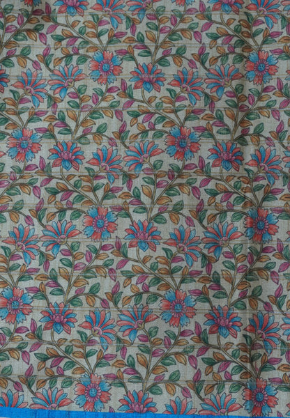 Semi Tussar Saree-Blue
