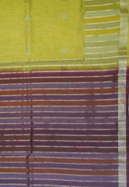 Semi Tussar Saree-Mehandi green
