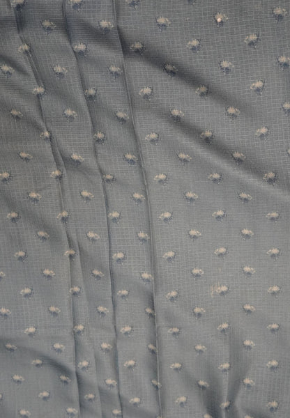 Matka Tussar Saree – Blue Floral Print with Scallop Border
