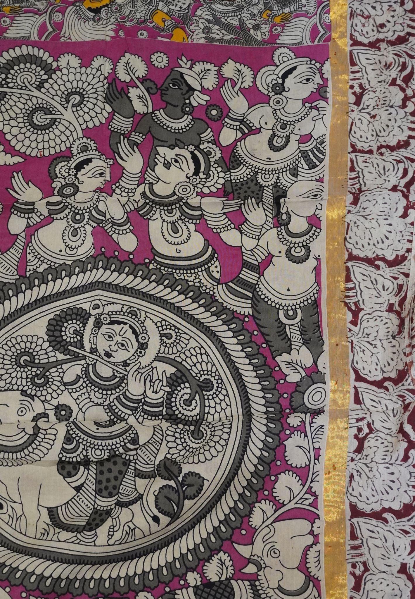 Kalamkari Silk Saree - Pink