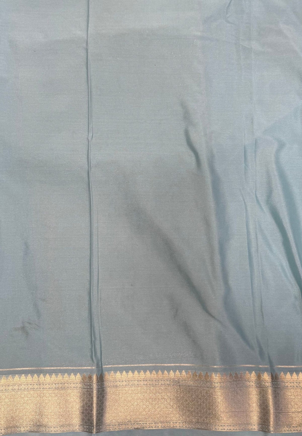 Art Mysore Silk Saree-Peacock Blue-Sea Blue In Floral Zari With Contrast Border