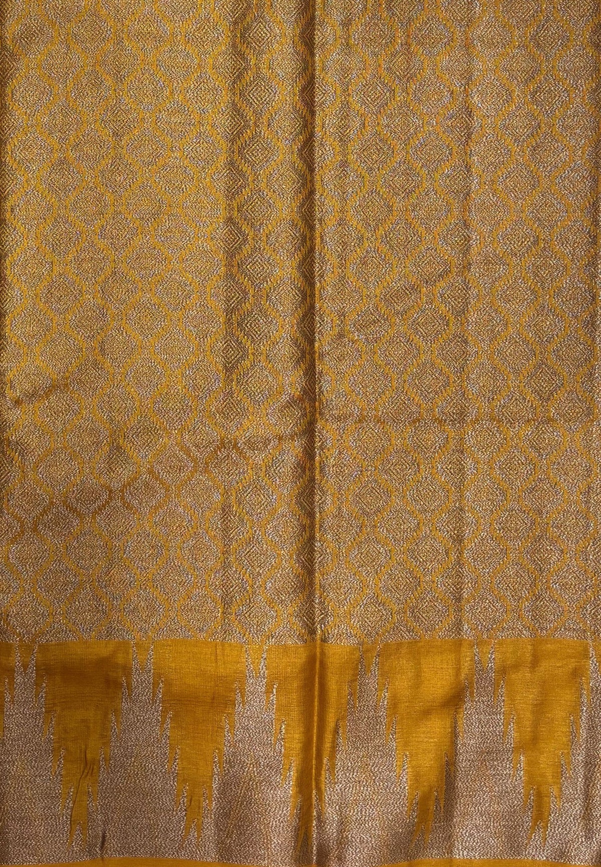 Pure Tussar Saree-Mustard Yellow In Tazhalampoo Zari Border