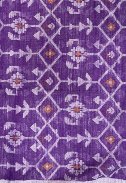 Handloom Cotton Saree-Lavender in Diamond Pattern Border