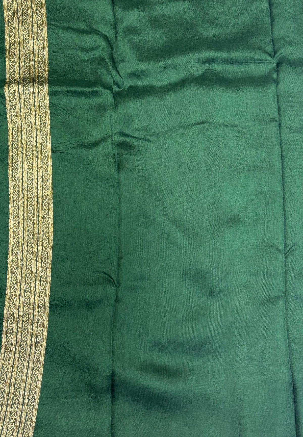 Banarasi Tussar Saree-Sage Green in Floral Brocade Zari Border