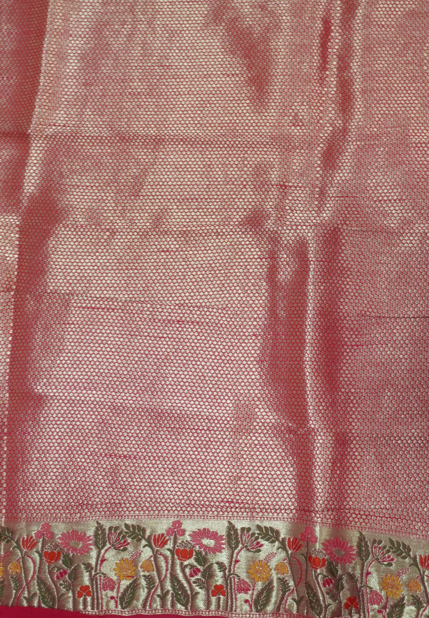 Paithani  Border Saree - Pink Flower