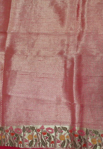 Paithani  Border Saree - Pink Flower