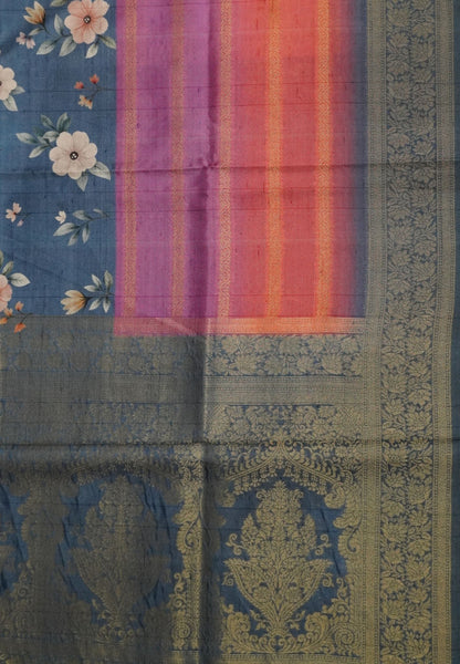Dola Silk Saree-Blue with Floral