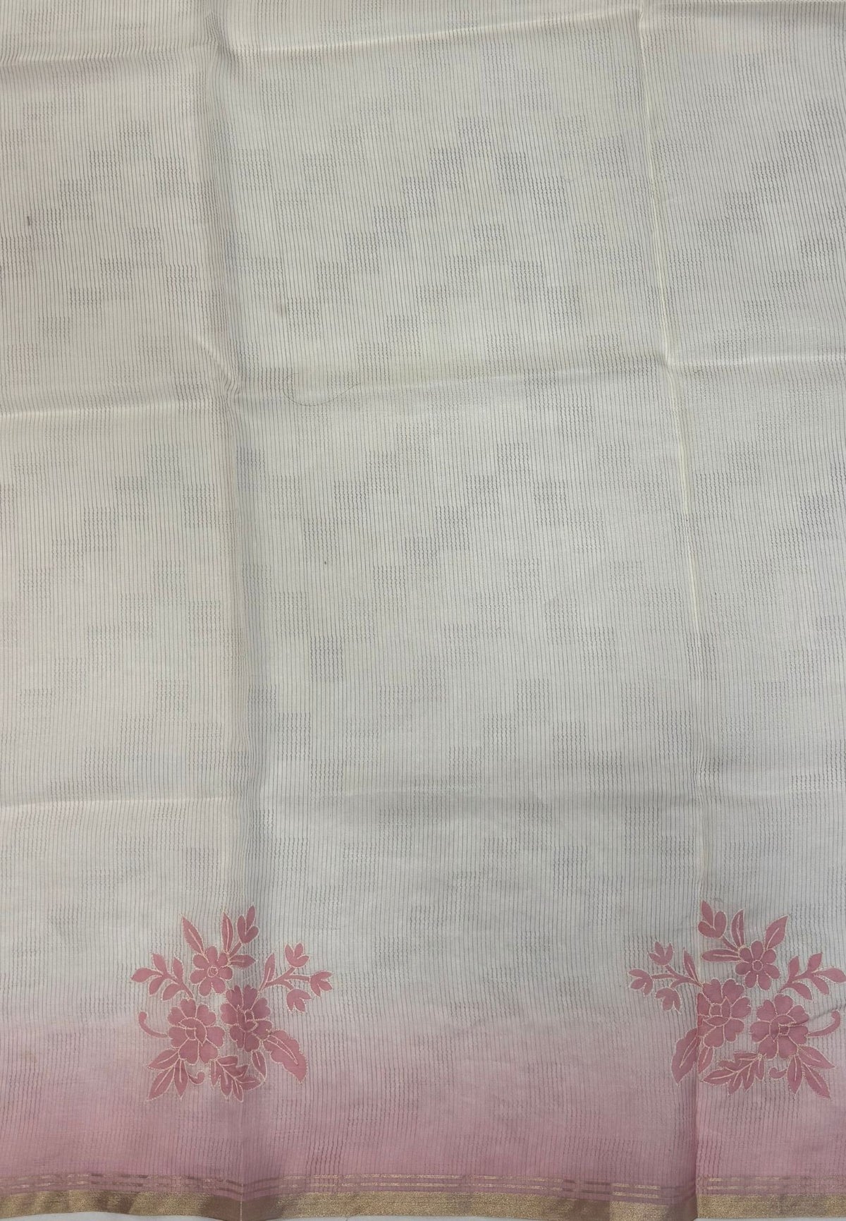 Organza Saree-Peach Pink with Floral Aplique Work