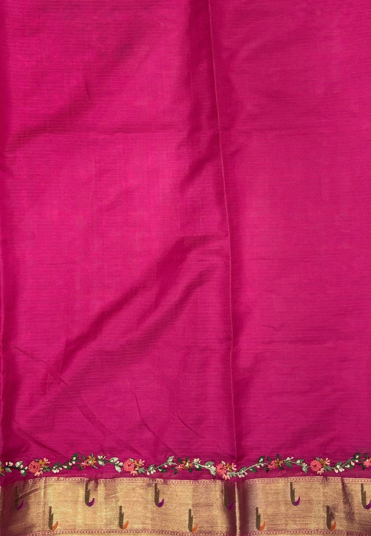 Kota Saree-Rani Pink In Floral Zari Vine Border
