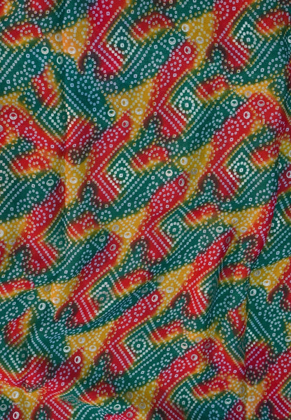 Chiffon Saree-Lime Green in Diamond Bandhini Pattern