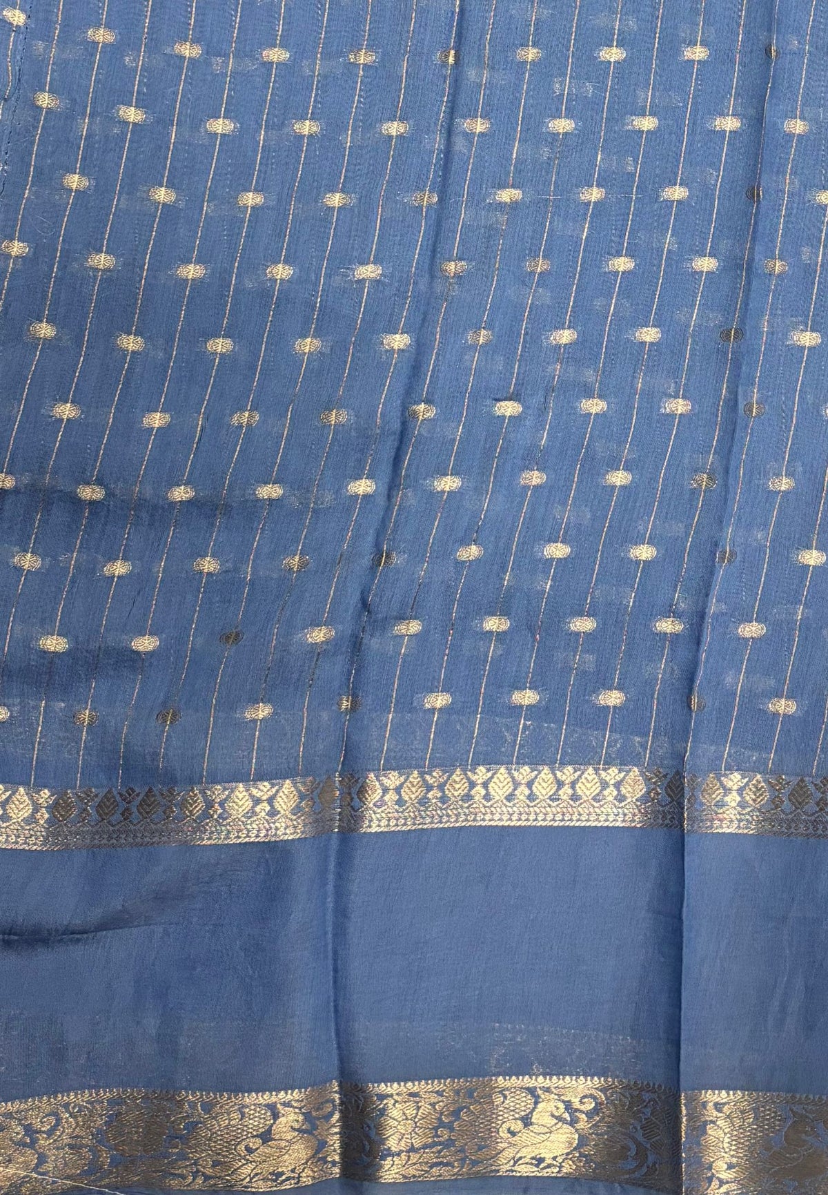 Banarasi Tussar Saree-Navy Blue in Retpet Zari Border