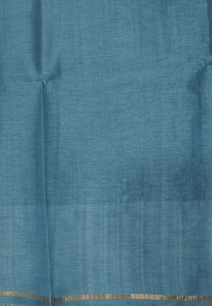 Matka Tussar Saree-Blue with Zari Checks