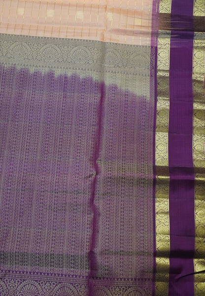 Pure Soft Silk Saree - Peach - Wine