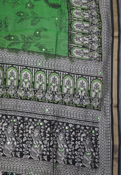 Malai Cotton Saree - Green