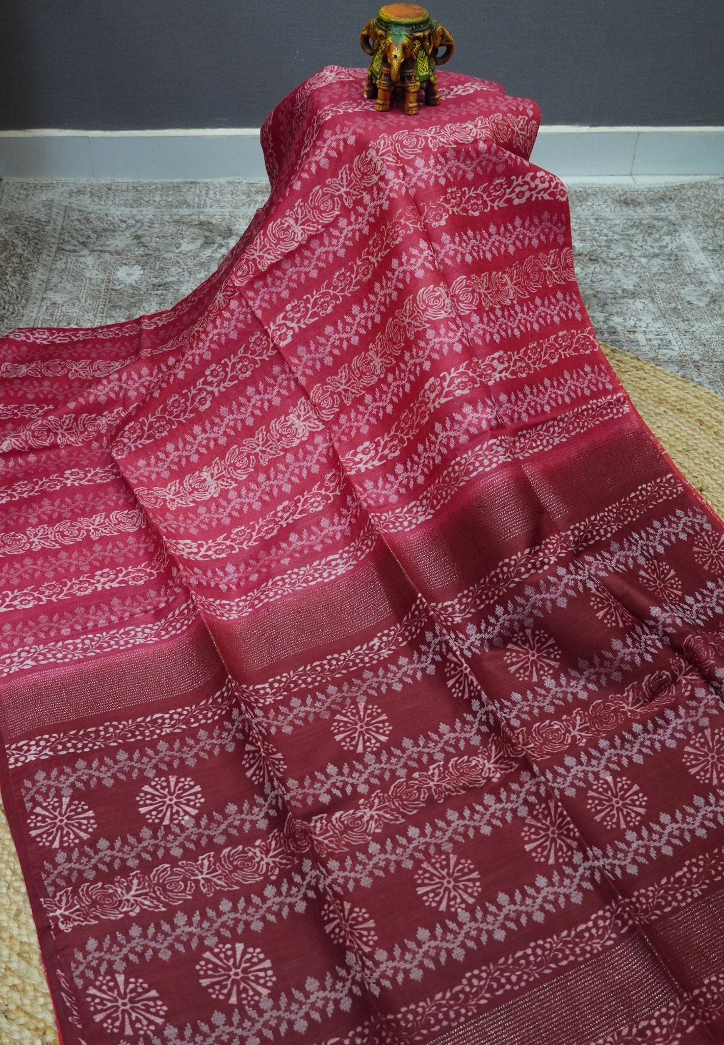 Bhagalpur Cotton Saree-Dark Pink
