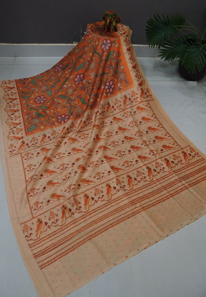 Premium Silk Saree-Orange
