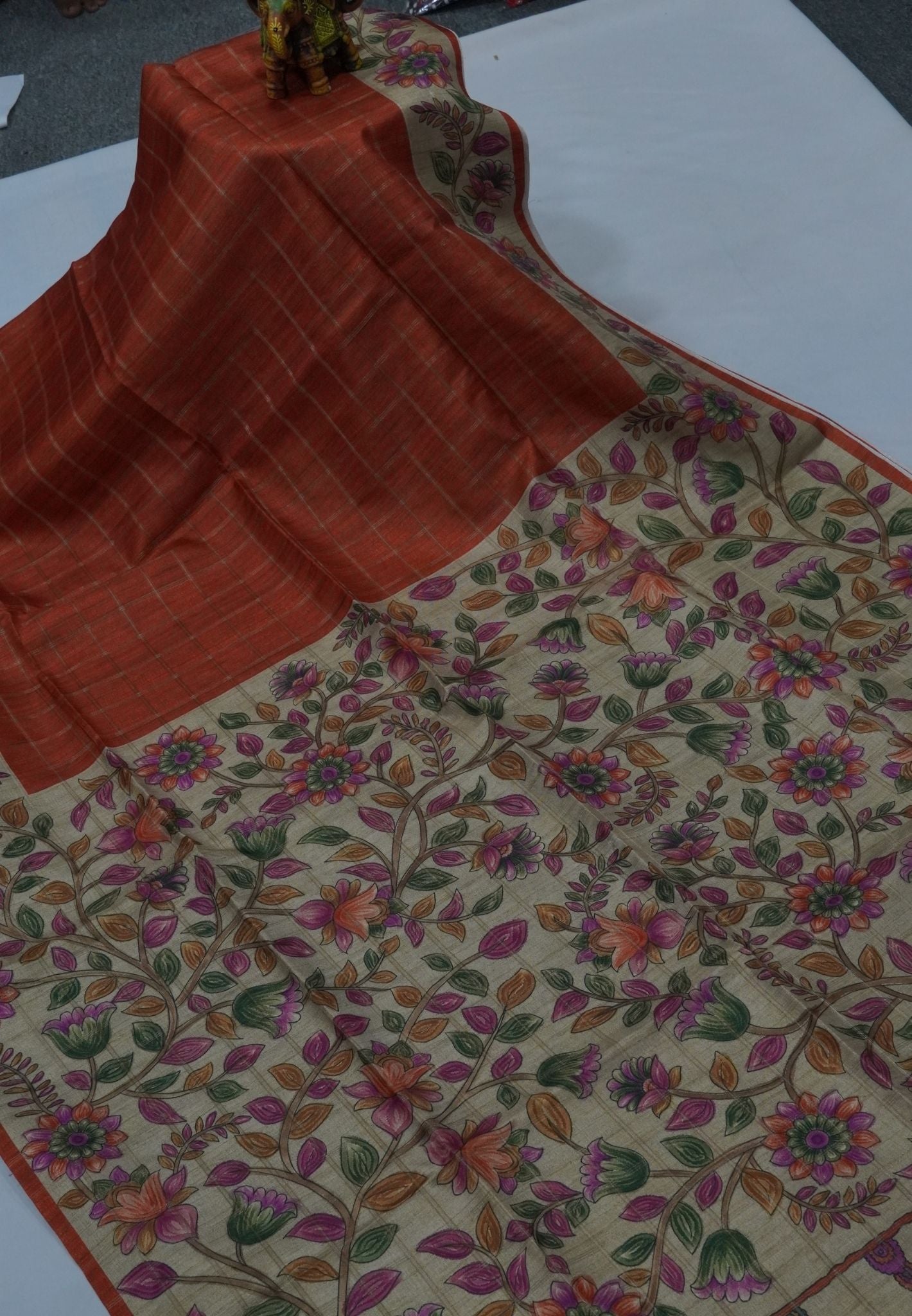 Semi Tussar Saree-Honey