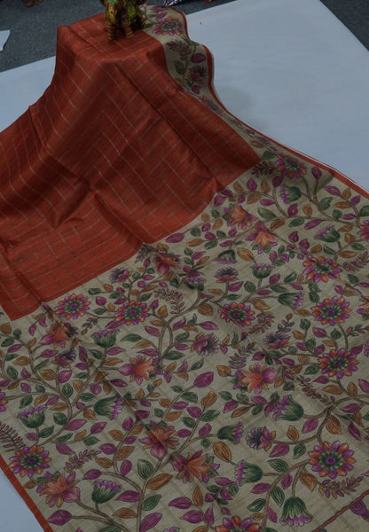 Semi Tussar Saree-Honey