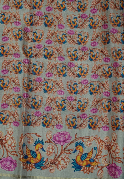 Premium Matka Tussar Saree-Magenta with Tanjore Print