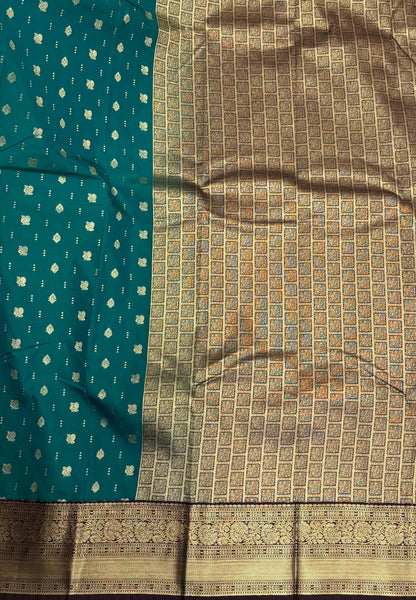 Budget Kanchipuram Saree-Green with Contrast Border