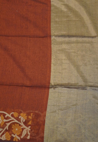 Handloom Cotton Saree-Honey Floral Jamdhani Border