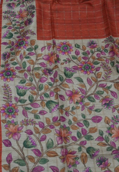 Semi Tussar Saree-Honey