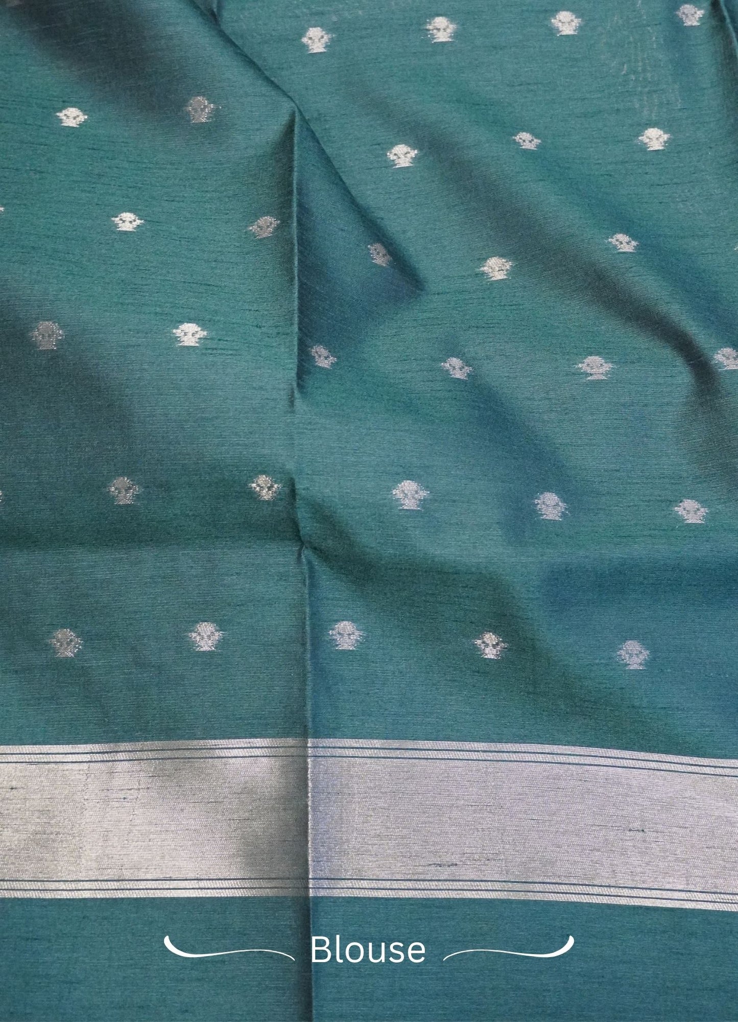 Semi Raw Silk Saree - Bottle Green with Doll Zari