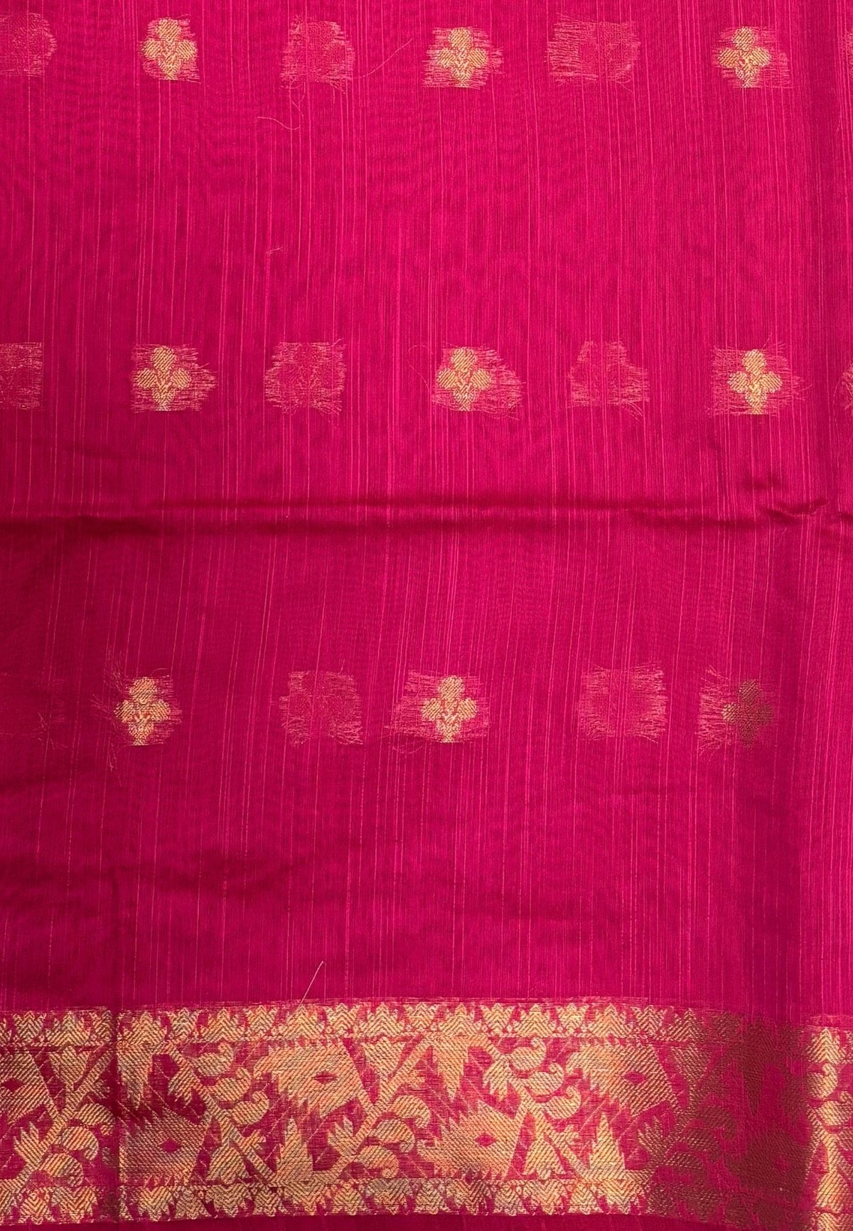 Handloom Silk Cotton Saree-Candy Pink In Floral Butta Brocade Border