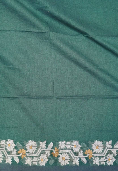 Handloom Cotton Saree-Green Paithani Border