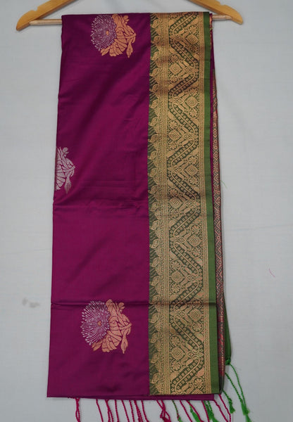 Semi Silk Saree-Magenta