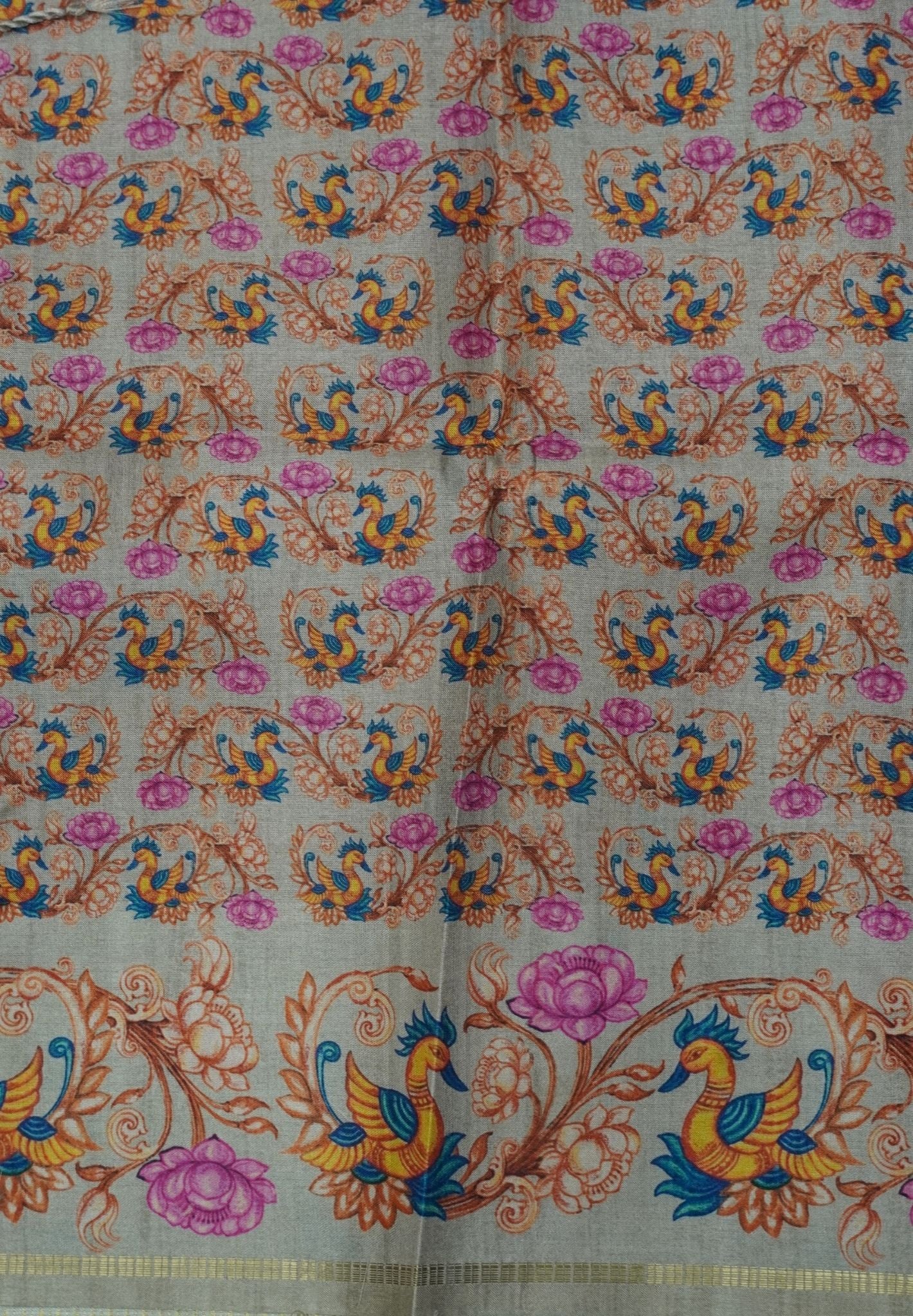 Premium Matka Tussar Saree-Brick Red with Tanjore Print
