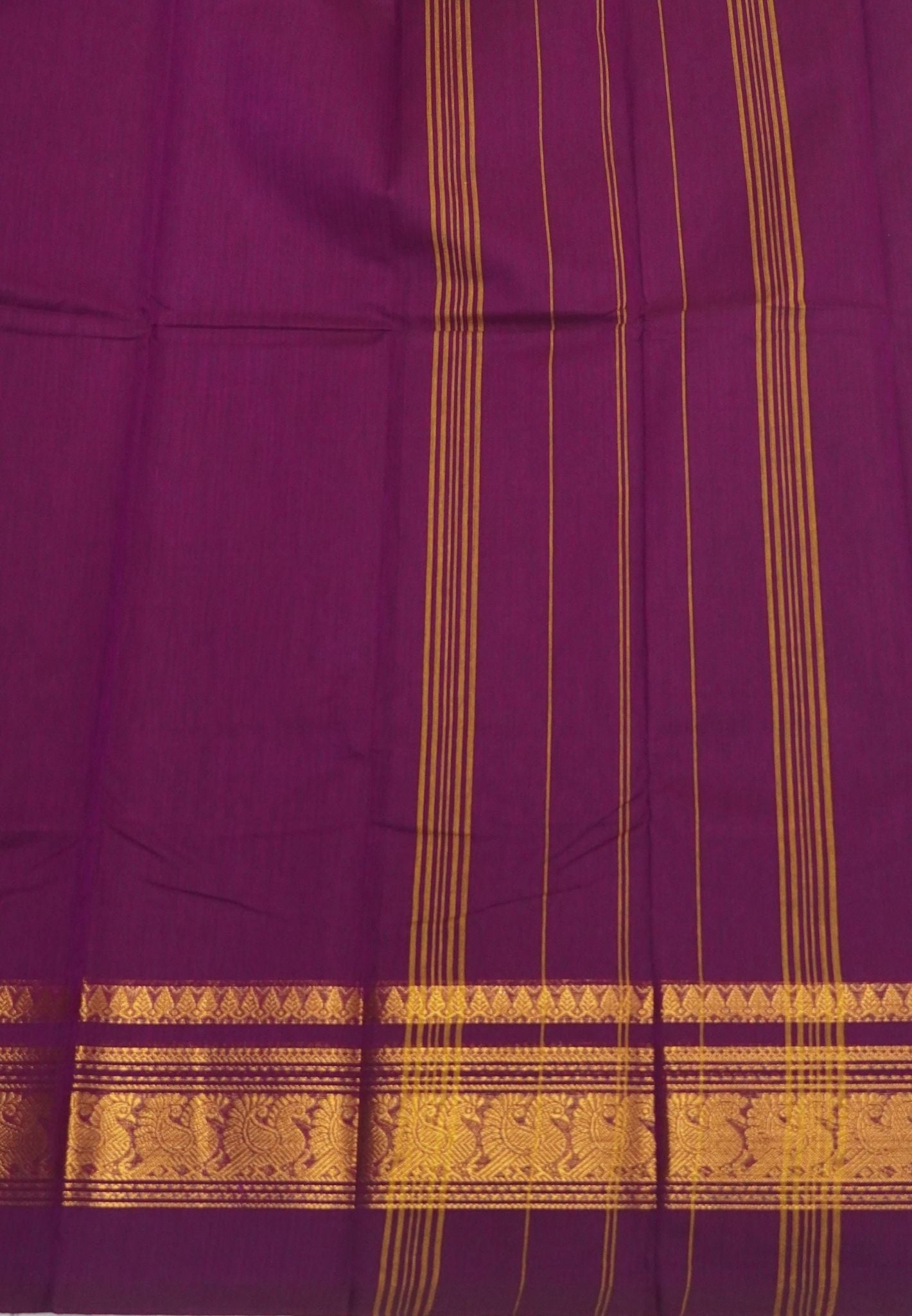 Chettinadu Cotton Saree-Wine with Mayil Border