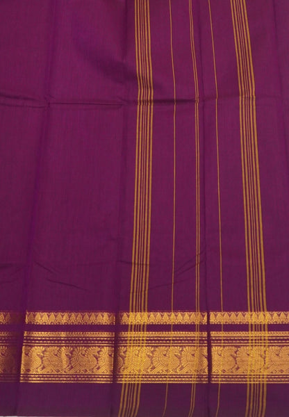 Chettinadu Cotton Saree-Wine with Mayil Border