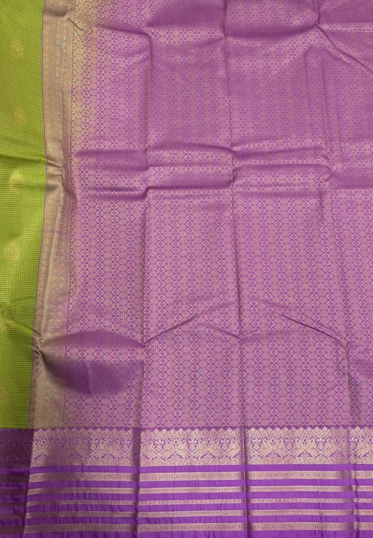 Budget Kanchipuram Saree-Pista Green with Contrast Border