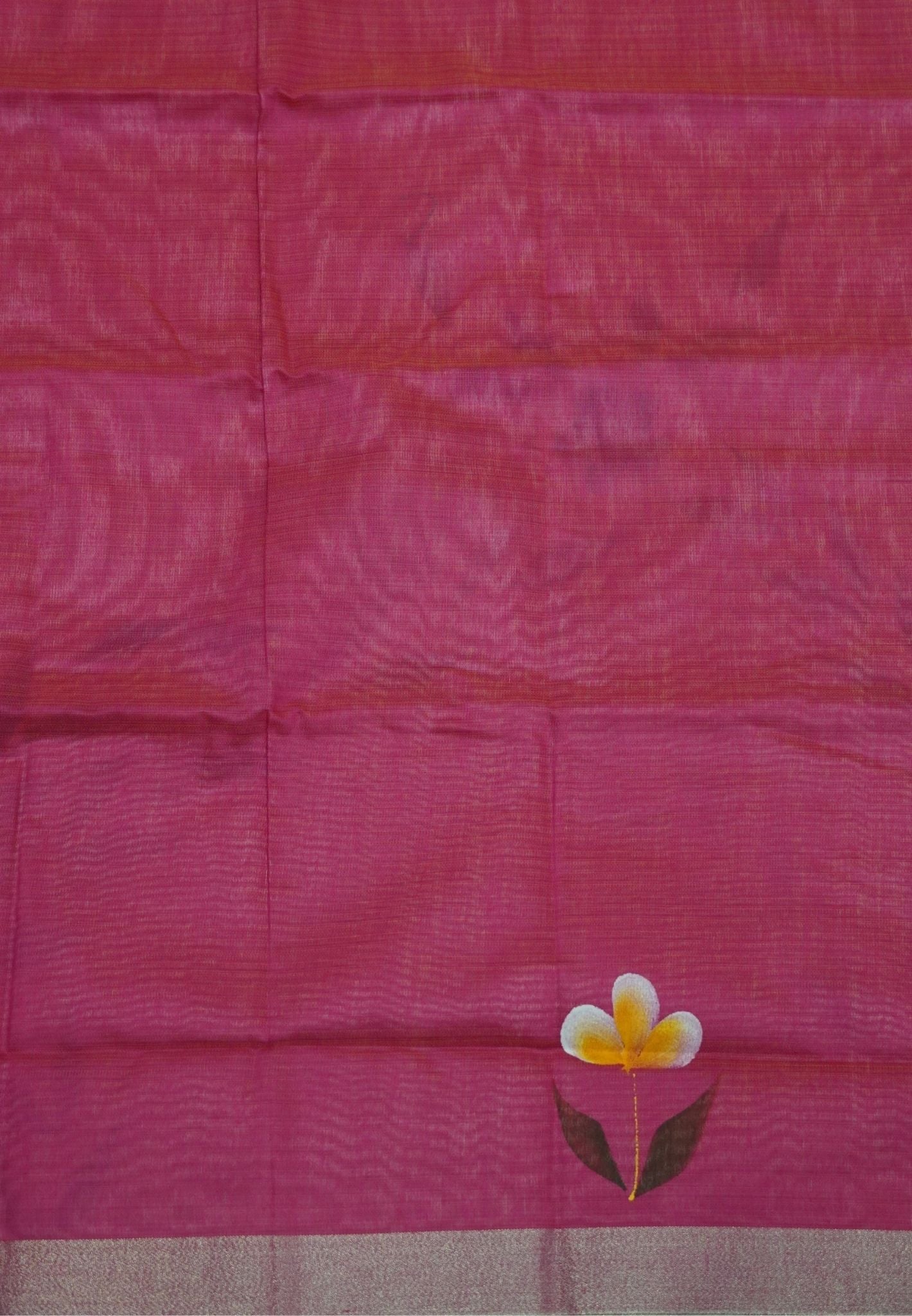 Cora Linen Saree-Light Pink with Hand Painted Floral Motifs
