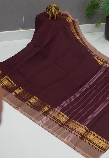 Chettinadu Cotton Saree-Dark Maroon