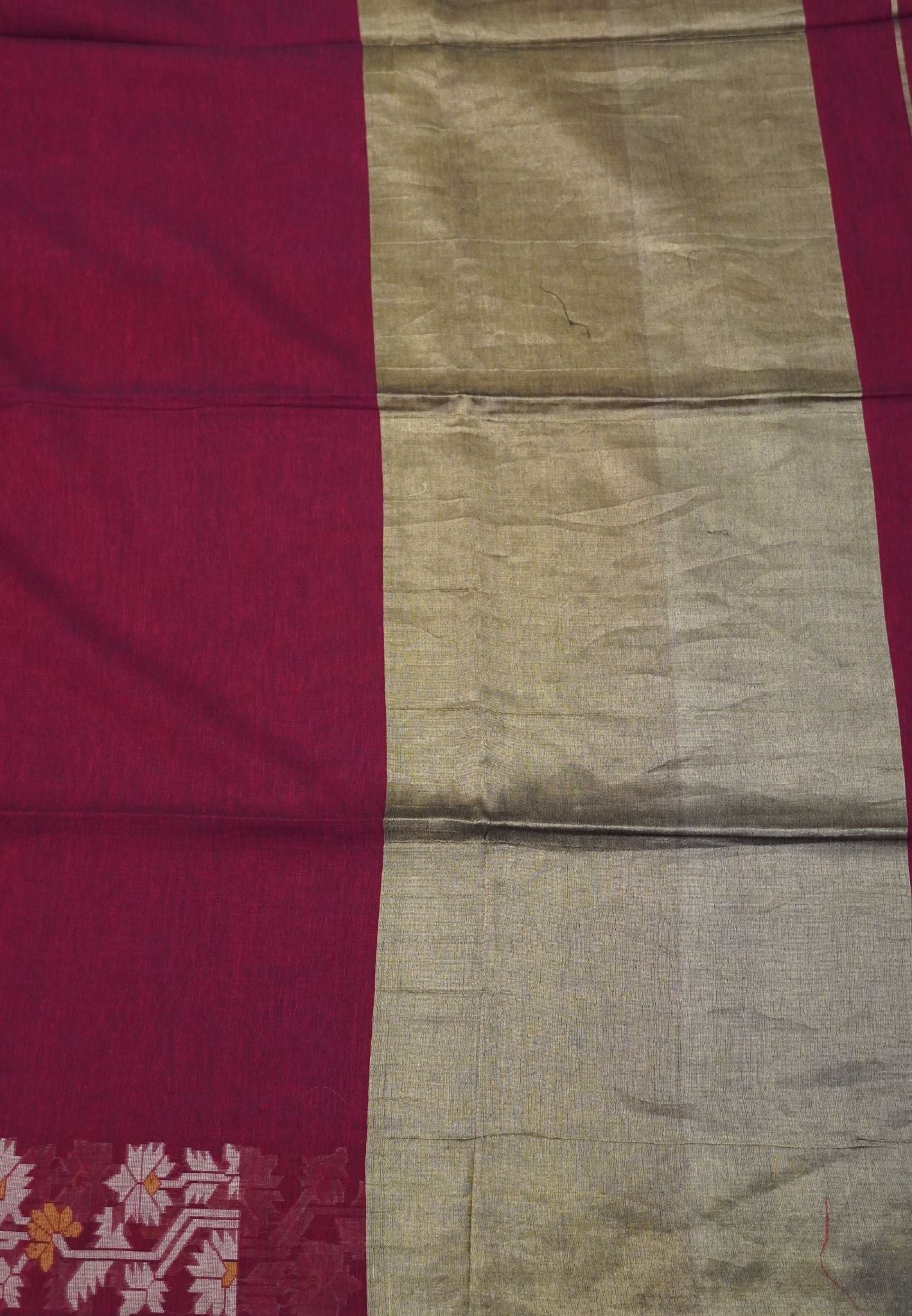 Handloom Cotton Saree-Red Paithani Border