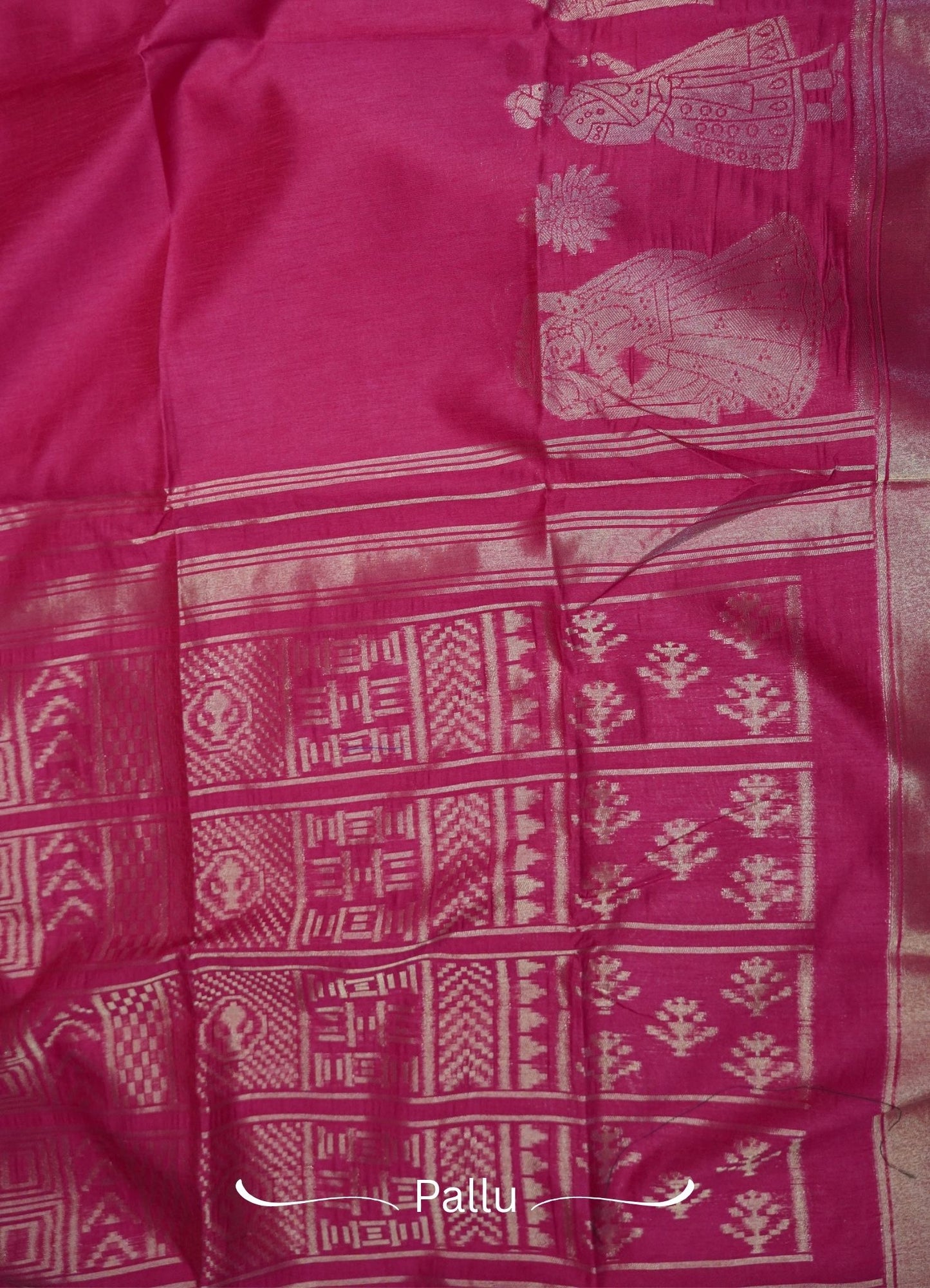Semi Raw Silk Saree - Pink with Doll Zari