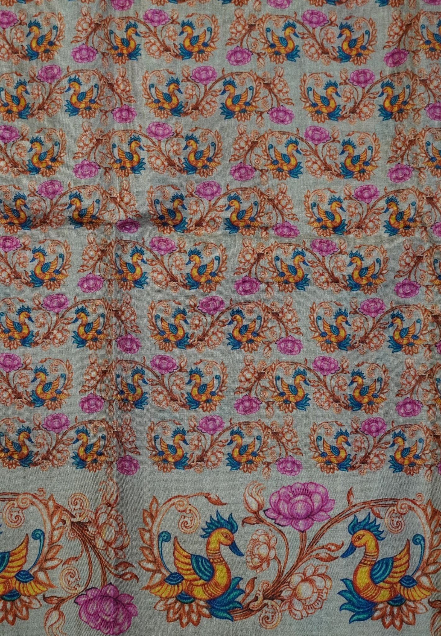 Premium Matka Tussar Saree-Brown with Tanjore Print