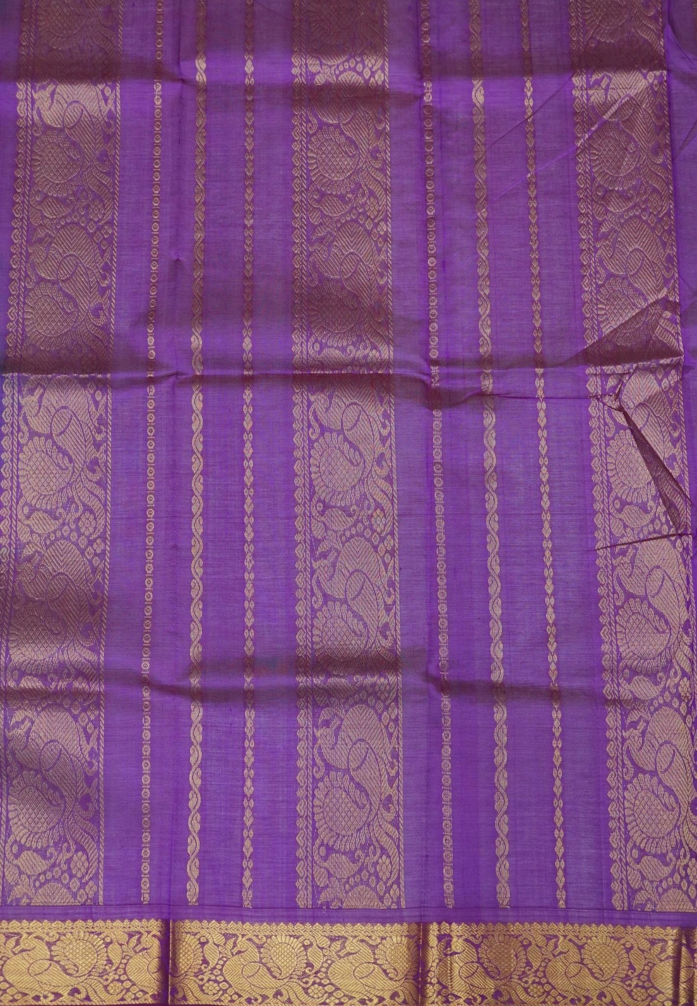 Pure Silk Cotton Saree – Parrot Green in Classic Checkered Weave
