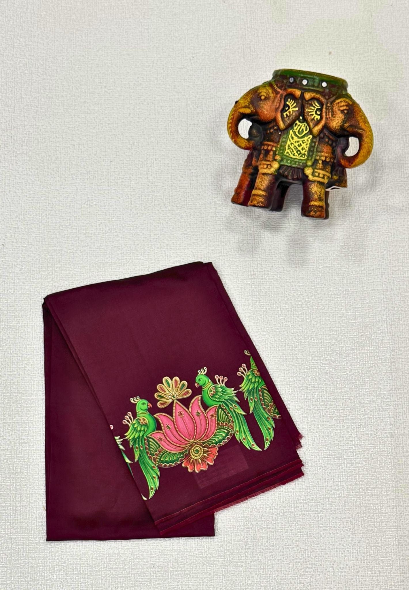 Mangalgiri Silk Blouse-Arakku in Tanjore Print