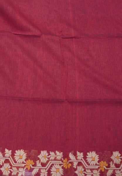Handloom Cotton Saree-Red Paithani Border