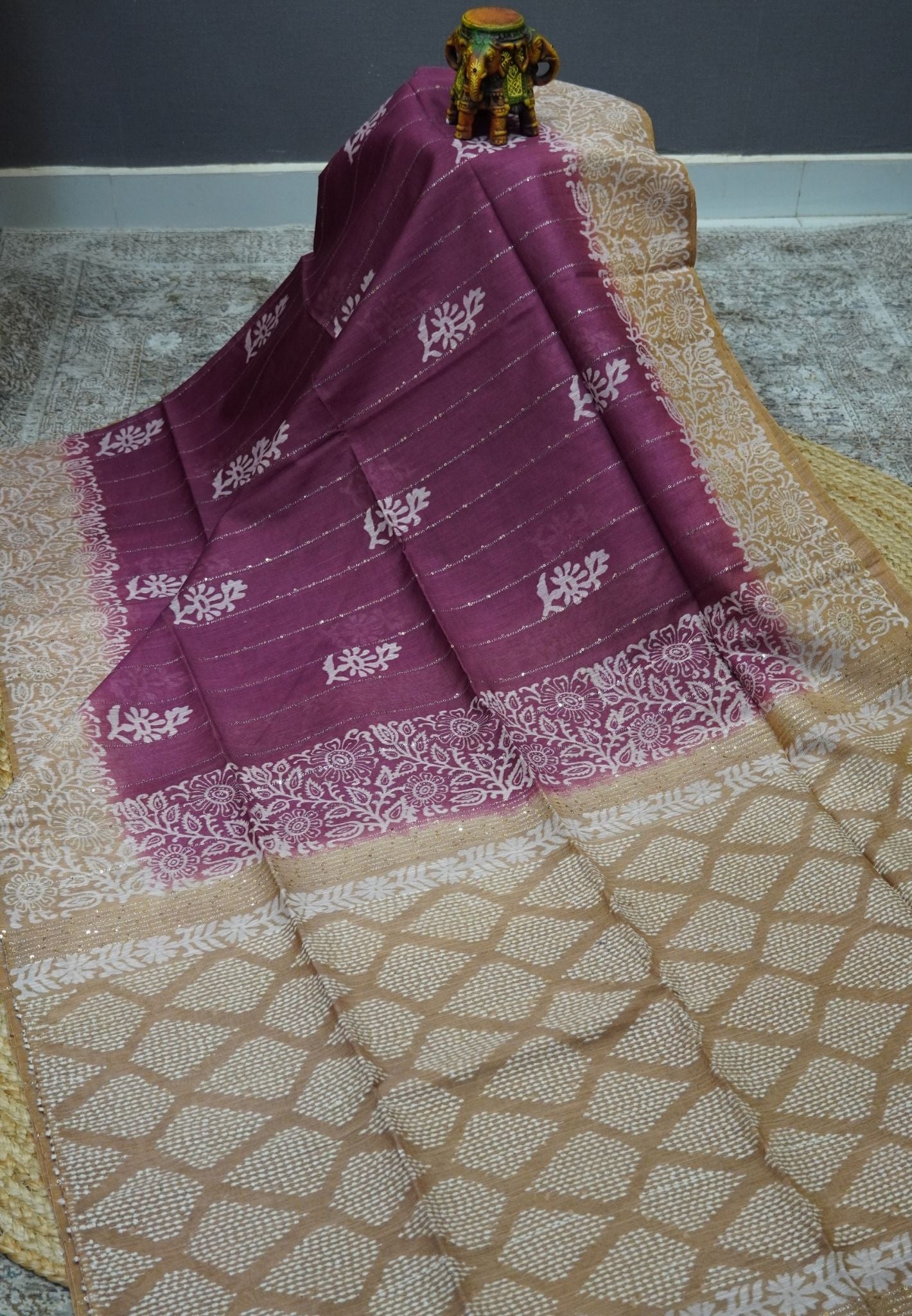 Bhagalpur Cotton Saree-Purple