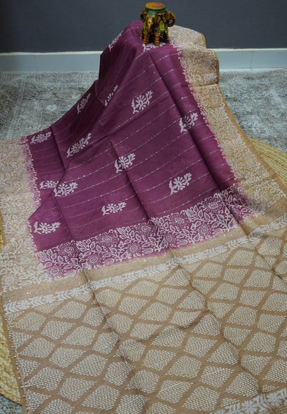 Bhagalpur Cotton Saree-Purple